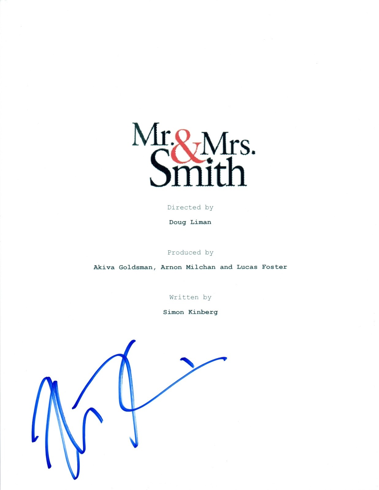 Simon Kinberg Signed Autographed MR & MRS. SMITH Screenwriter Movie ...