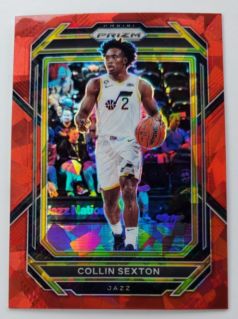 2022-23 Panini Prizm Collin Sexton Utah Jazz Red Cracked Ice