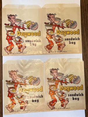 4 Vintage 1952 Dagwood Sandwich Bags King Features Advertising Comics