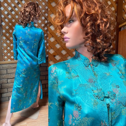 Fabulous VINTAGE Chinoiserie Satin DUSTER Jacket Size Small - Picture 18 of 24