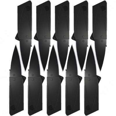 10x Credit Card Folding Knife Black Wallet Razor Sharp Hunting Camping USA