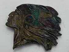 Bergamot Brass Works Native American Indian Chief Head Belt Buckle Solid Brass
