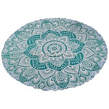 Ethnic Round Mandala Table Cloth Green 72 Inches Printed Floral Tablecloth