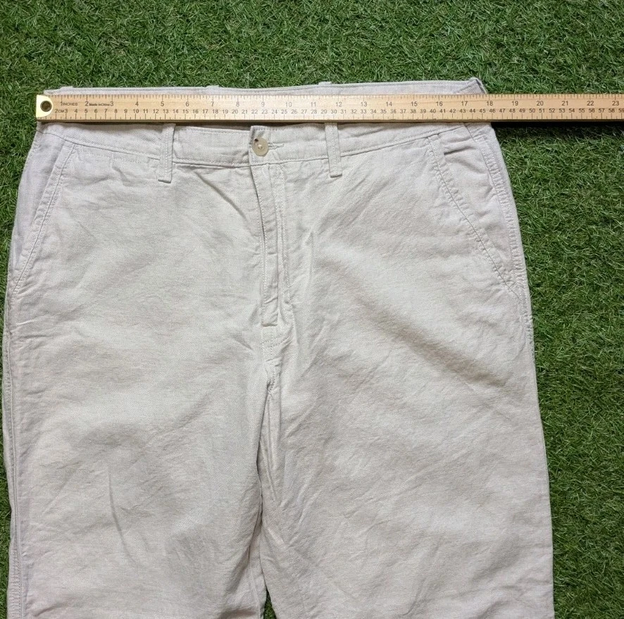 Pantalones Nautica para 34x30 ajuste clásico mezcla de lino beige frente plano trabajo  Foto 2 de 4