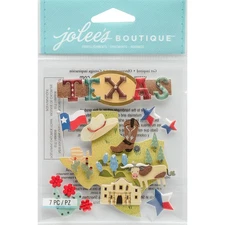 Jolees E5021858 Jolee's Boutique Dimensional Stickers-Texas (3Pk)