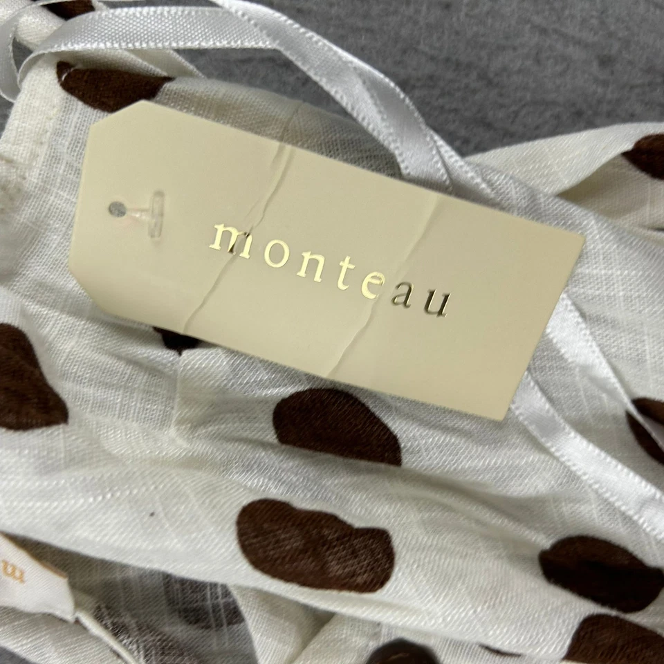 Mono Monteau Mujer XS Marrón Lunares Lino Cinturón Sin Mangas Botones Nuevo con Etiquetas Foto 4 de 4