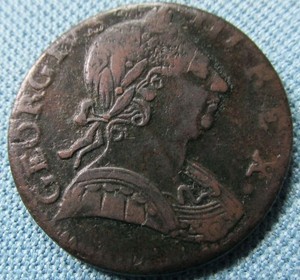 1775 King George III British American Colonial Copper Halfpenny-Neat NonRegal!