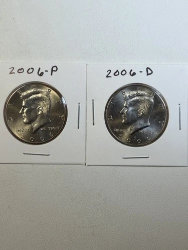 2006 P&D Kennedy Half Dollar Set of 2 coins, UNC, Gem BU from Mint Roll