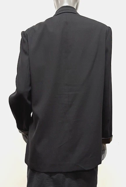 Blazer Ralph Lauren Black Label mistura de lã preto com acabamento de couro tamanho 12 - Imagem 3 de 4