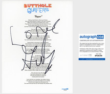 Gibby Haynes 'Butthole Surfers' Band Signed 'Pepper' Lyric Sheet ACOA