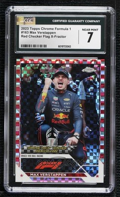 2023 Topps Chrome Formula 1 Red Checker Flag X-Fractor Max Verstappen 1/5 CGC 7