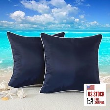 Pack of 2,Outdoor Waterproof Pillow Covers 18" x 18" Pack of 2 Navy Blue