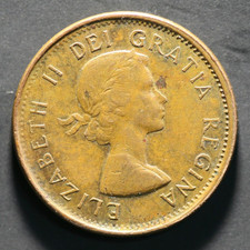 1962 Canada 1 Cent Queen Elizabeth II Canadian Penny Copper Coin B225
