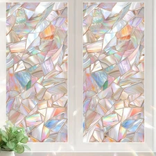 Iridescent Mosaic Stained Glass Window Film Colorful Window Privacy Film Stai...