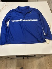 Under Armour Loose Heatgear Quarter Zip Long Sleeve Royal Blue Shirt Youth YXL