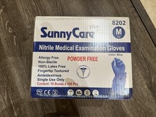1000 SunnyCare 8202 Nitrile Exam Gloves Chemo-Rated Powder Free Vinyl Latex M