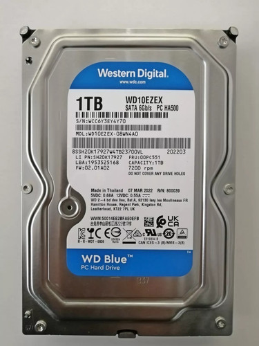 WESTERN DIGITAL WD10EZEX WDBLUE - HARD DISK INTERNO 3,5 1TB SATA3 7200RPM 6Gb/s