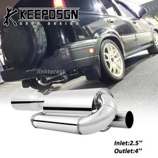 For Honda CR-V 2.5'' Inlet Twin Loop Exhaust Muffler Resonator Tail Pipe Tip JDM