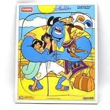 Playskool 1990s Wooden Puzzle Disney's Aladdin A Hug From Genie 8 Pieces #287-03