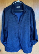 PGA Tour Golf 2 Tone Full Zip Fleece Jacket Sz Large Peacoat Heather