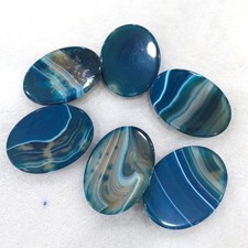 6pcs 30x40mm Natural Blue Stripe Agate Oval CAB CABOCHON Beads Jewelry No Holes