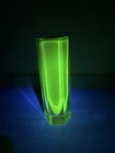 Murano Art Glass Fine 6-Sided Vaseline Tall, Fine "Mandruzatto Studios" Vase 50s