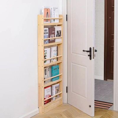 Massives Holz Bücherregal schmal platzsparend hinter Tür Kinder Magazin