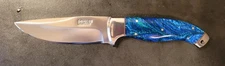 Impact Cutlery Custom D2 Steel Hunting Skinning Knife Blue Resin Handle- 2338