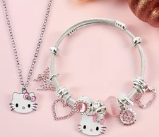 Hello Kitty Alloy Chain Necklace and Charm Bracelet