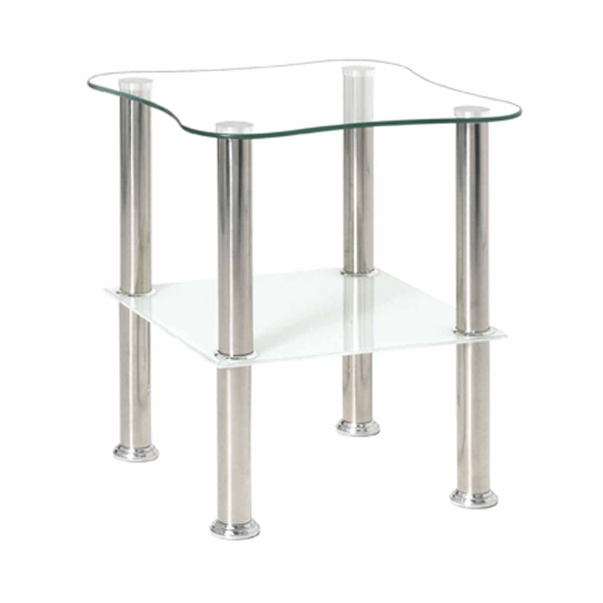 Table d'appoint en verre Henia 47cm blanche pour salon et chambre