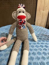 Old Fashion Sock Monkey  Long Plush Stuffed Animal USA New with Tag.