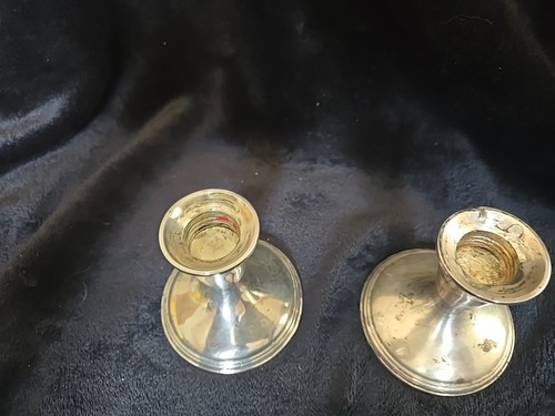 Vintage Empire Weighted Sterling Silver Candlestick Holders #386 - Picture 2 of 6