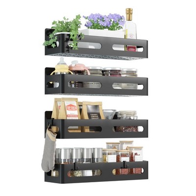 4 Pack Strong Magnetic Spice Rack for Refrigerator, Multipurpose Magnetic She...