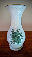 Rosenthal Classic Rose Sanssouci Vase Green Flower Pattern Gold Trim Germany VTG