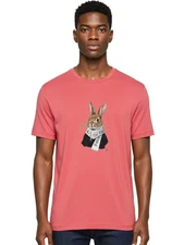 Rabbit-In-Music-Notes-Scarf Mens Graphic Tee, 100% Cotton, Casual Summer Wear