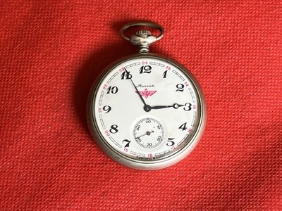 Vintage Taschenuhr Molnija UdSSR Eisenbahn Kal 3602 Läuft Einwandfrei