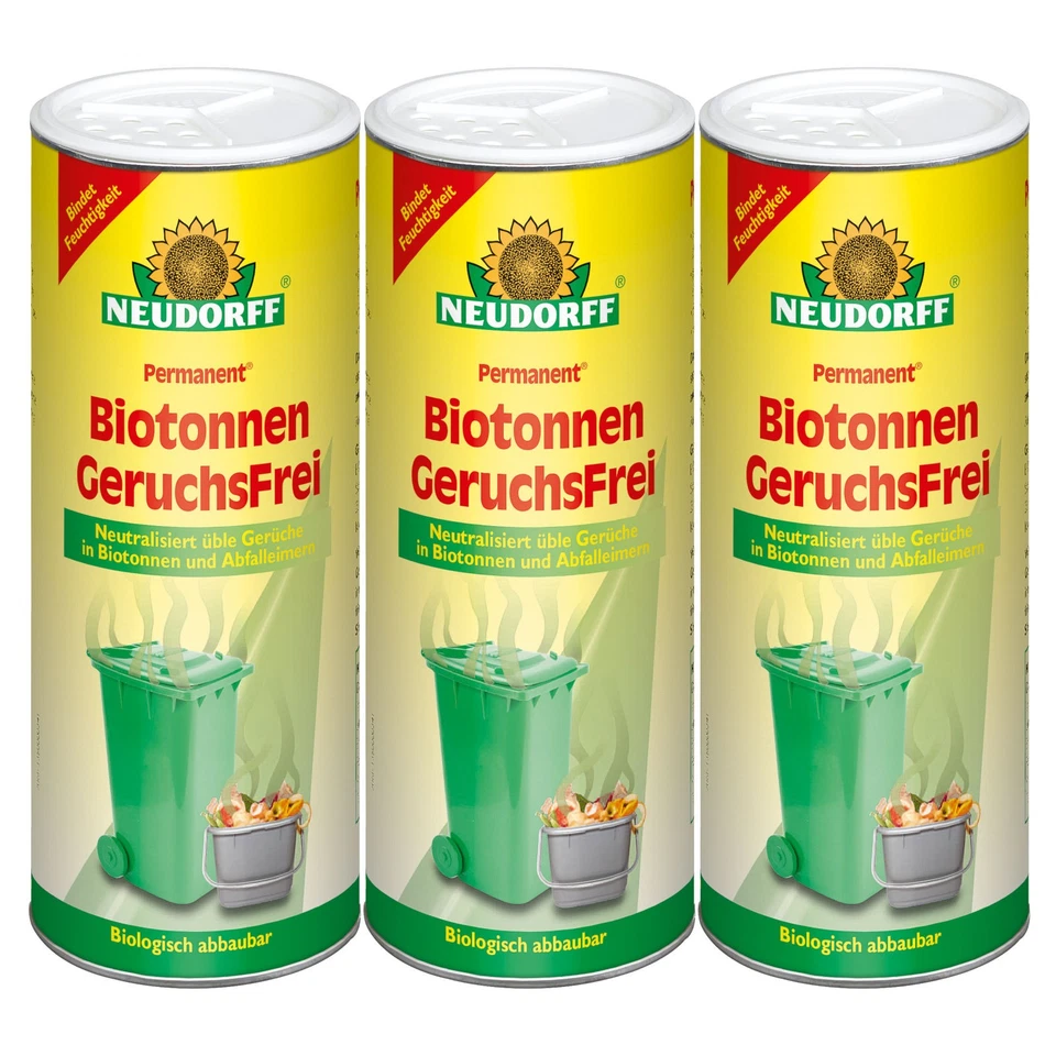 NEUDORFF Permanent Biotonnen GeruchsFrei 3x 500 g Fliegenmaden Abfall Mülltonne