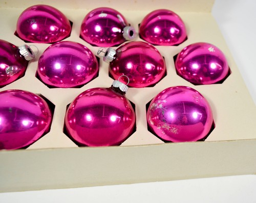 Bolas de Navidad de vidrio fucsia Brite Max Eckardt & Sons brillantes de colección - Caja de 10 - Imagen 5 de 8