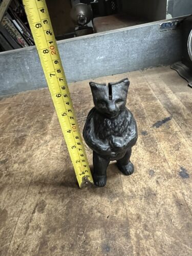 Moneta vintage vecchia rara PAT APD FOR orso nero animale salvadanaio ghisa USA - Foto 18 di 19