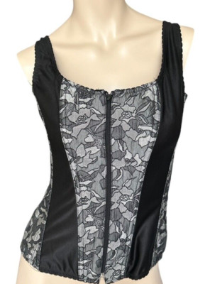 Tesa Corset Victorian Witchy Steampunk Goth SIZE 36 Gray Black Whimsigoth ALT