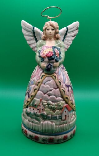 Cloche en porcelaine quatre saisons Jim Shore Angel Bell 2005 peinte à la main ange en céramique - Photo 1/7