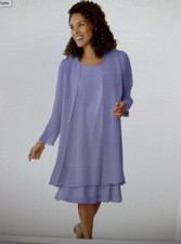 WOMAN WITHIN Lavender Purple Chiffon 2 Piece Jacket Formal Dress Women 5XL 24/26