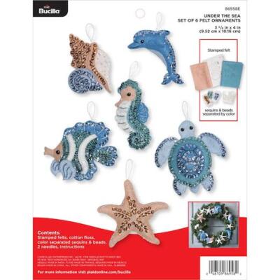 Bucilla 4'''' x 3,75'''' Filzornamente Applikationsset 6er Set - unter dem Meer