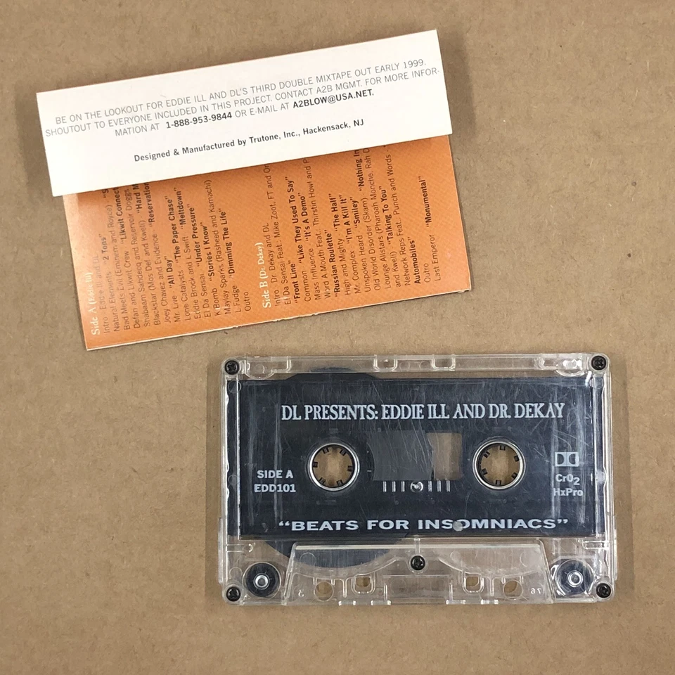 BEATS FOR INSOMNIACS Cassette Tape 90s DJ CUT UP DR DEKAY EDDIE ILL BLACK STAR - Image 2 of 4