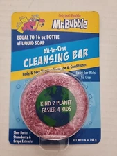 Original Mr Bubble All-In-One 1.6 oz Cleansing Bar Soap Shampoo Pink Body Face