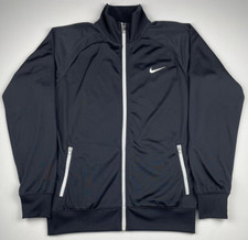 Nike Mens Classic Track Jacket Black White Swoosh Zipper Size Medium 80s 90s