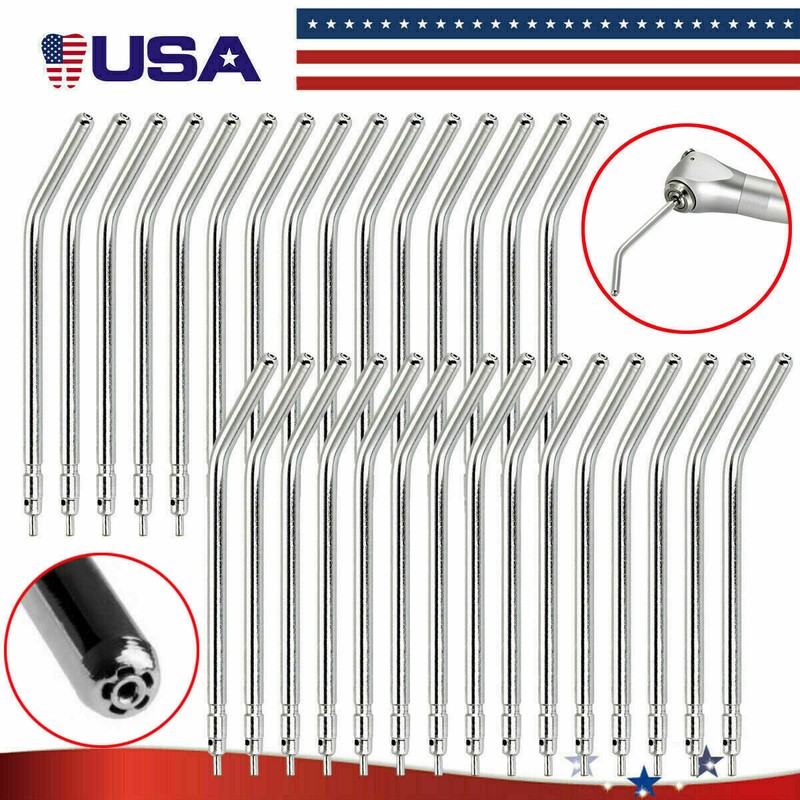 50PCS Dental Metal Spray Nozzles Tubes Tips for 3-Way Air Water Triple Syringe