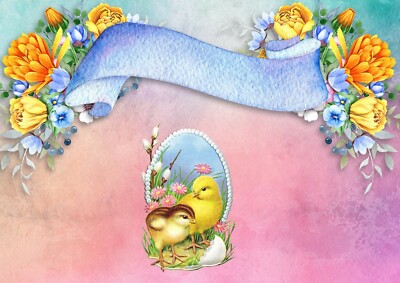 Reispapier Decoupage Sammelalbum Basteln Ostern Huhn Blumen Vintage 286