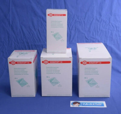 100 St NOBATOP Sterile Vlieskompressen 50x2 6f 5x5 / 7,5x7,5 / 10x10 / 10x20 cm