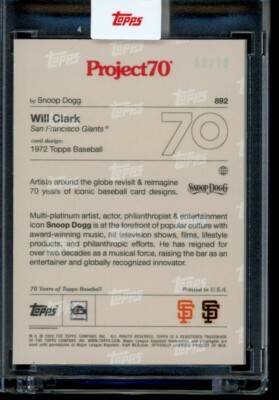2021 Topps Project 70 Card #892 Will Clark 1972 by Snoop Dogg
